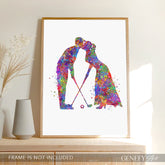 Golf Couple Watercolour Wall Art