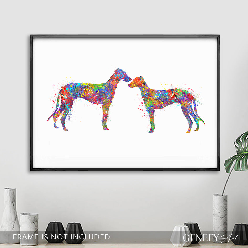Greyhound Couple Watercolour Print - Genefy Art