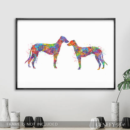 Greyhound Couple Watercolour Print - Genefy Art