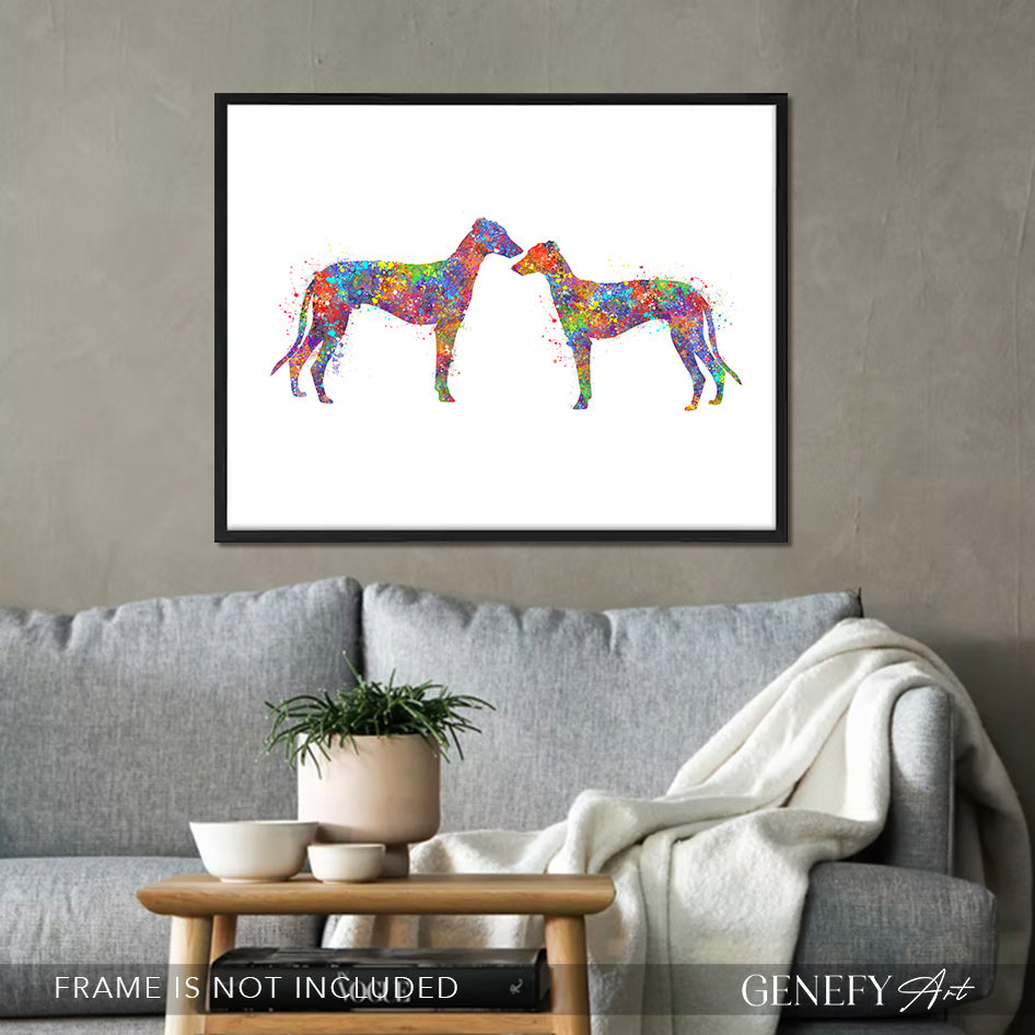Greyhound Couple Watercolour Print - Genefy Art