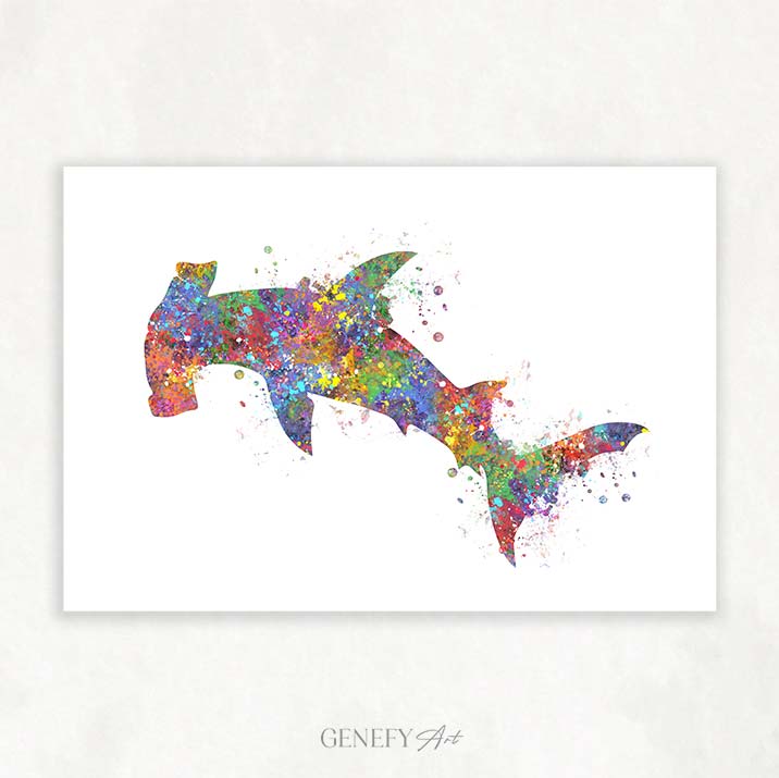 Hammerhead Shark Watercolour Print