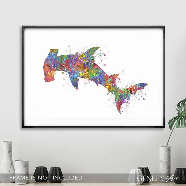 Hammerhead Shark Watercolour Print