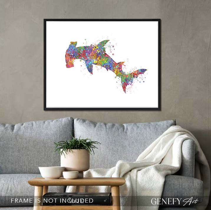 Hammerhead Shark Watercolour Print
