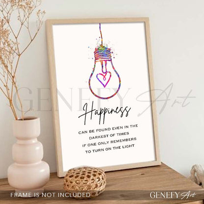 Happiness Quote Watercolour Print