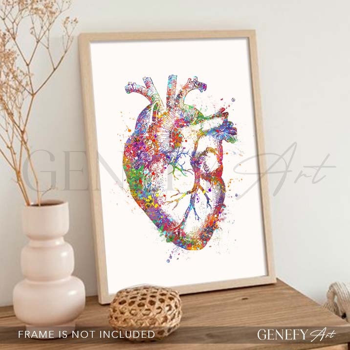 Heart Anatomy Watercolour Art Print - Genefy Art