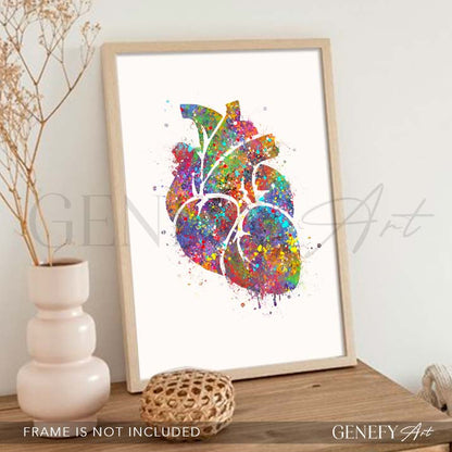 Heart Anatomy Watercolour Art Print