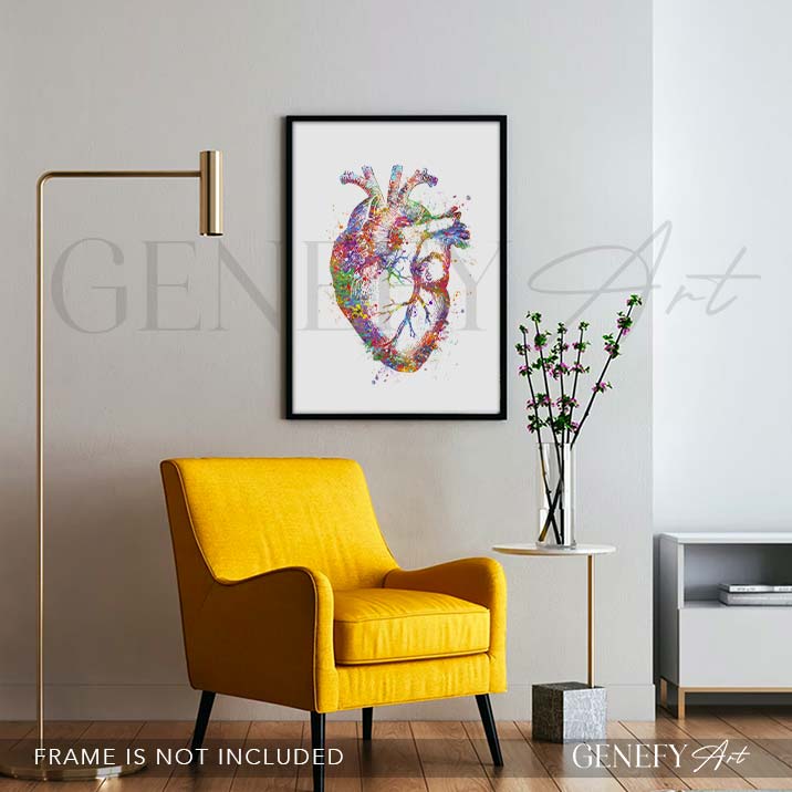 Heart Anatomy Watercolour Art Print - Genefy Art