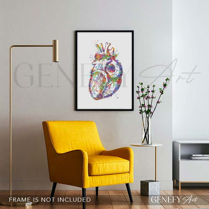 Heart Anatomy Watercolour Art Print