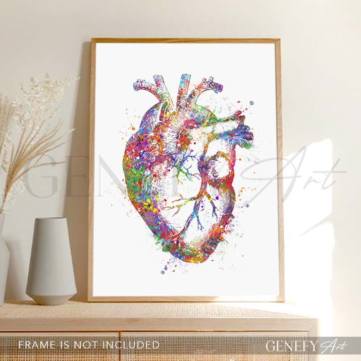 Heart Anatomy Watercolour Art Print - Genefy Art