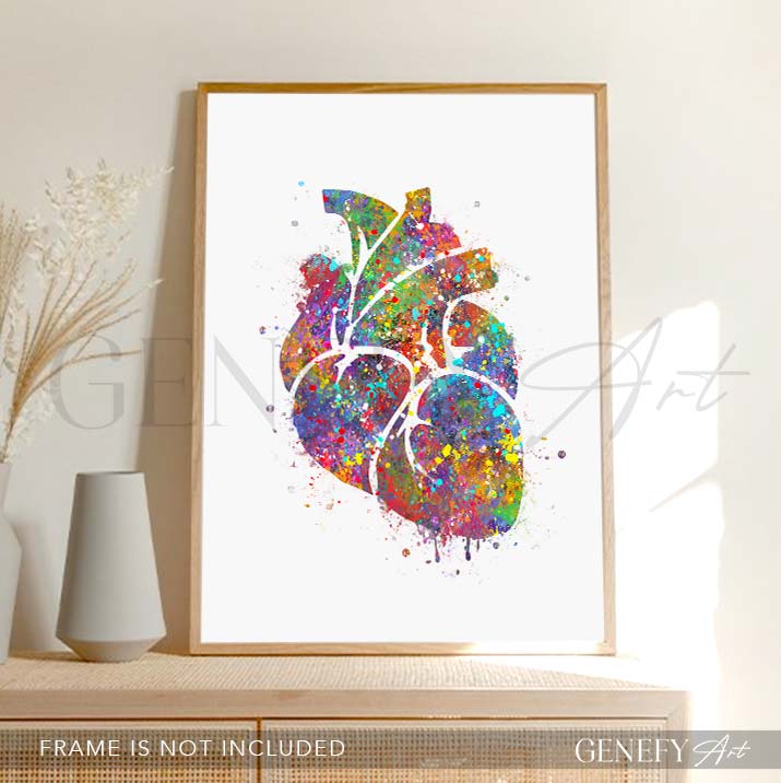Heart Anatomy Watercolour Art Print
