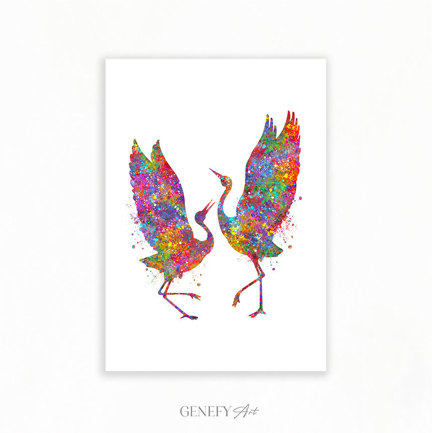 Grey Heron Bird Watercolour Print
