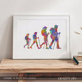 Hiking Family of 4 Watercolour Art (with daughters)