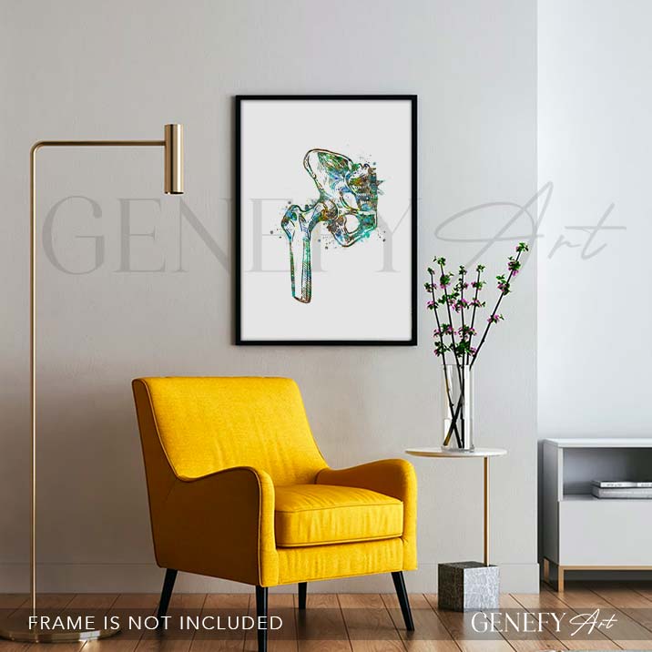 Hip Bone Anatomy Watercolour Print