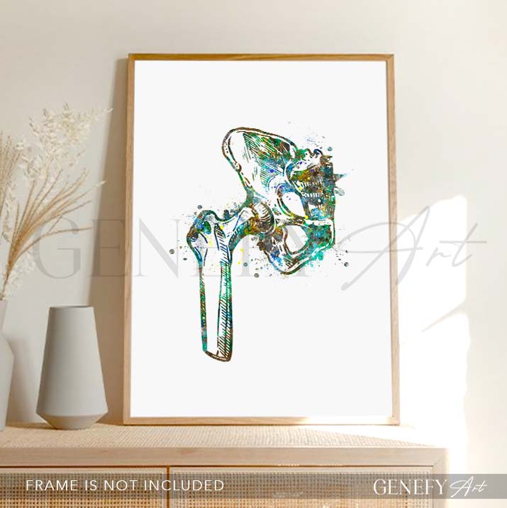 Hip Bone Anatomy Watercolour Print