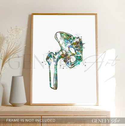 Hip Bone Anatomy Watercolour Print