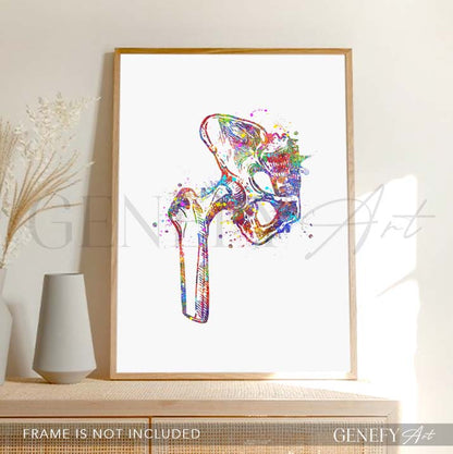 Hip Bone Anatomy Watercolour Print