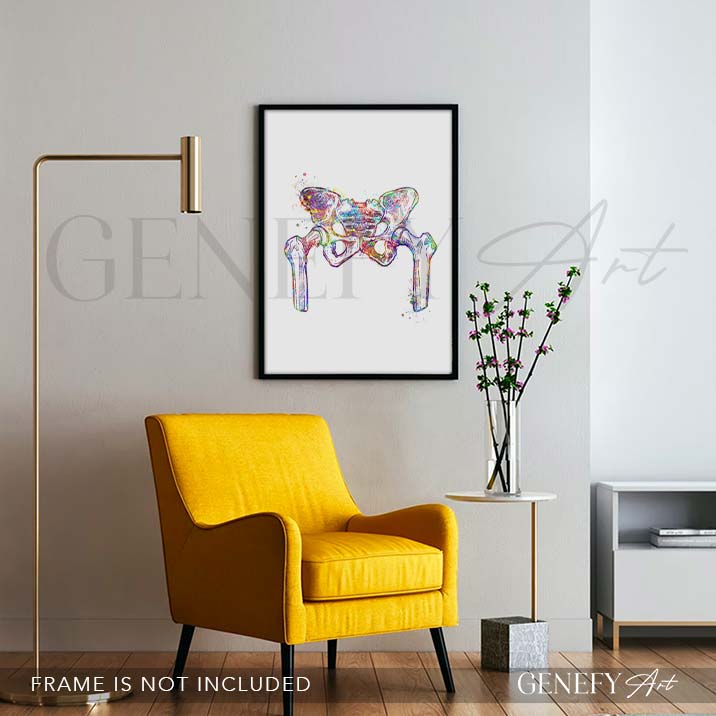 Hip Bone Anatomy Watercolour Print - Genefy Art