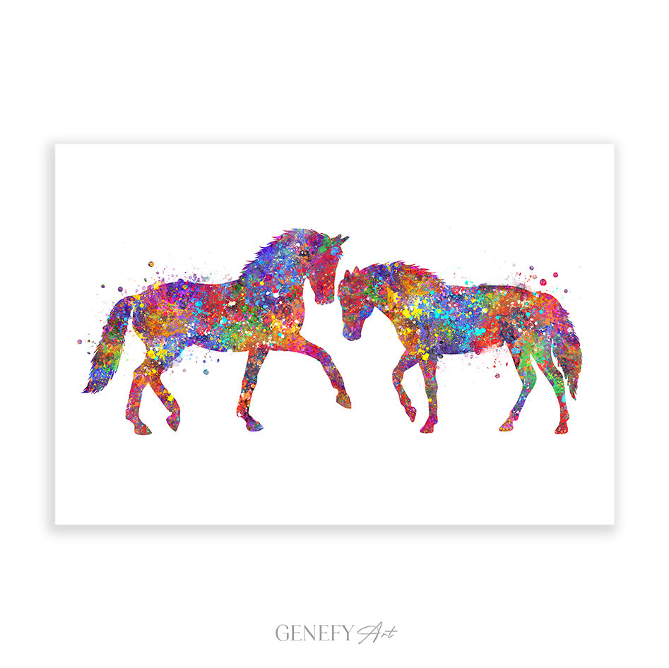 Horse Couple Watercolour Art Print