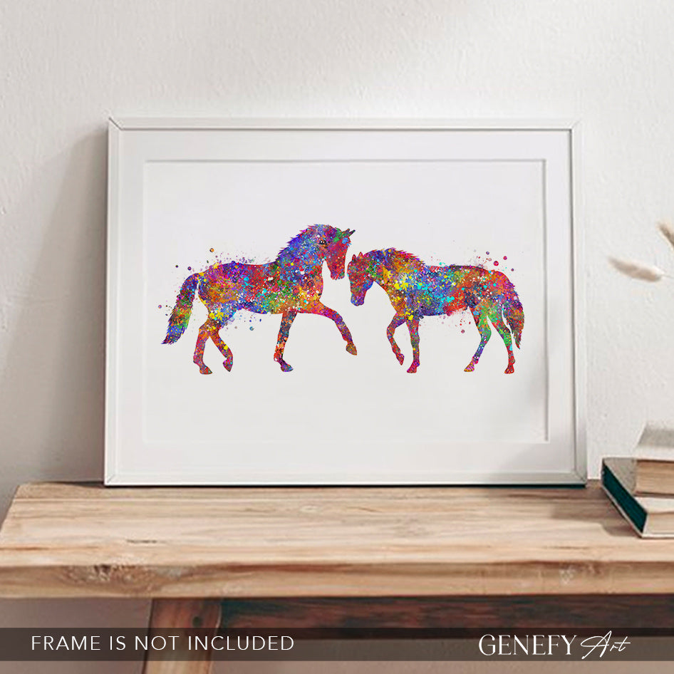 Horse Couple Watercolour Art Print