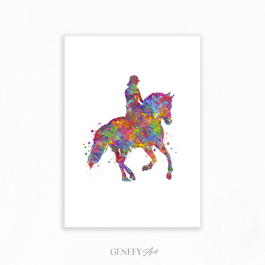 Horse Riding Watercolour Art Print