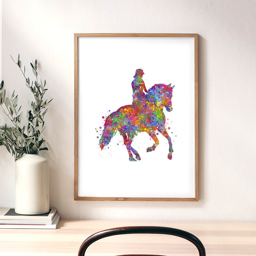Horse Riding Watercolour Art Print