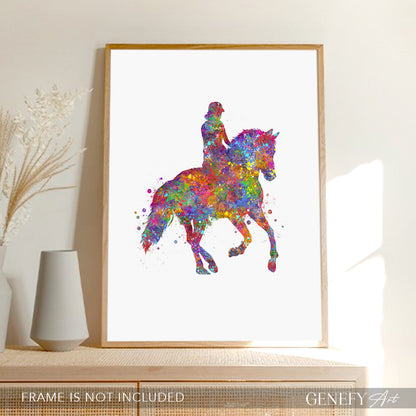 Horse Riding Watercolour Art Print