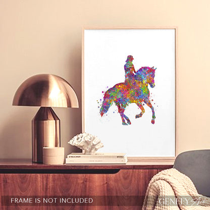 Horse Riding Watercolour Art Print