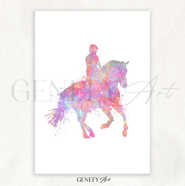 Horse Riding Watercolour Art Print