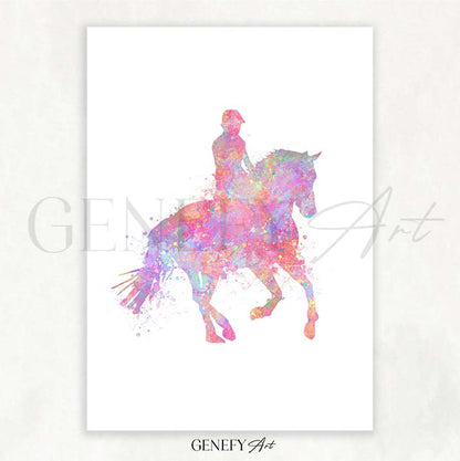 Horse Riding Watercolour Art Print