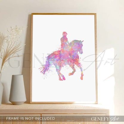 Horse Riding Watercolour Art Print