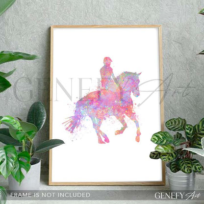 Horse Riding Watercolour Art Print