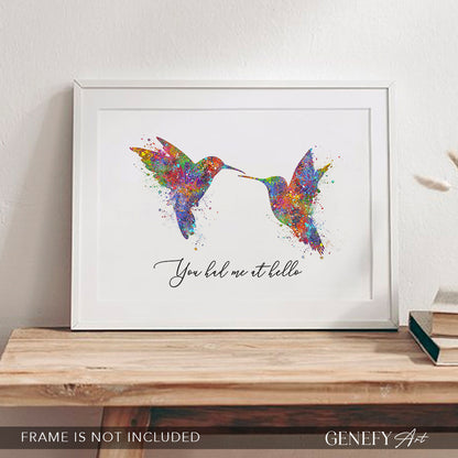 Hummingbird Love Quote Watercolour Art Print