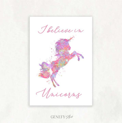 I Believe in Unicorns Watercolour Art