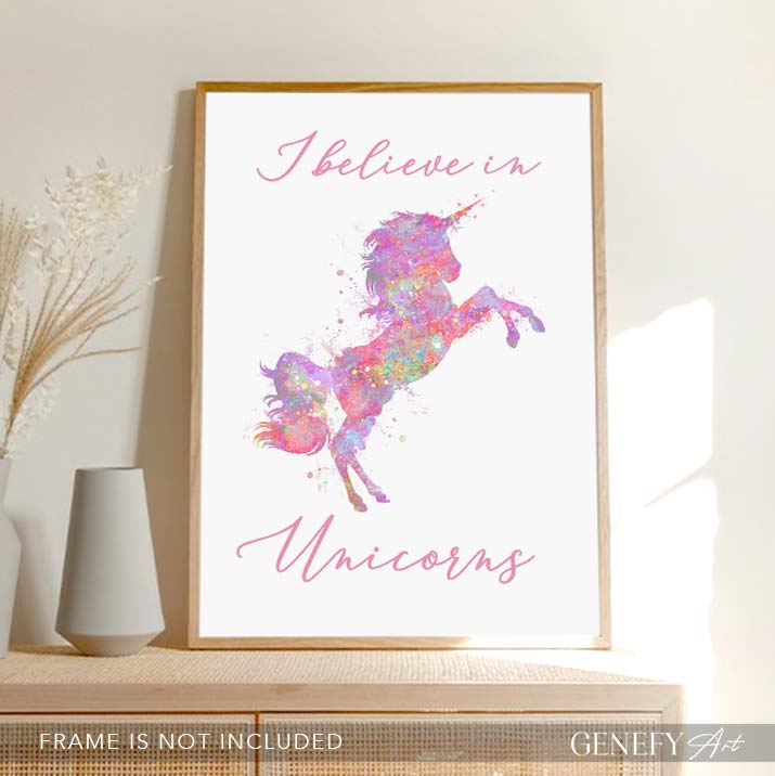 I Believe in Unicorns Watercolour Art