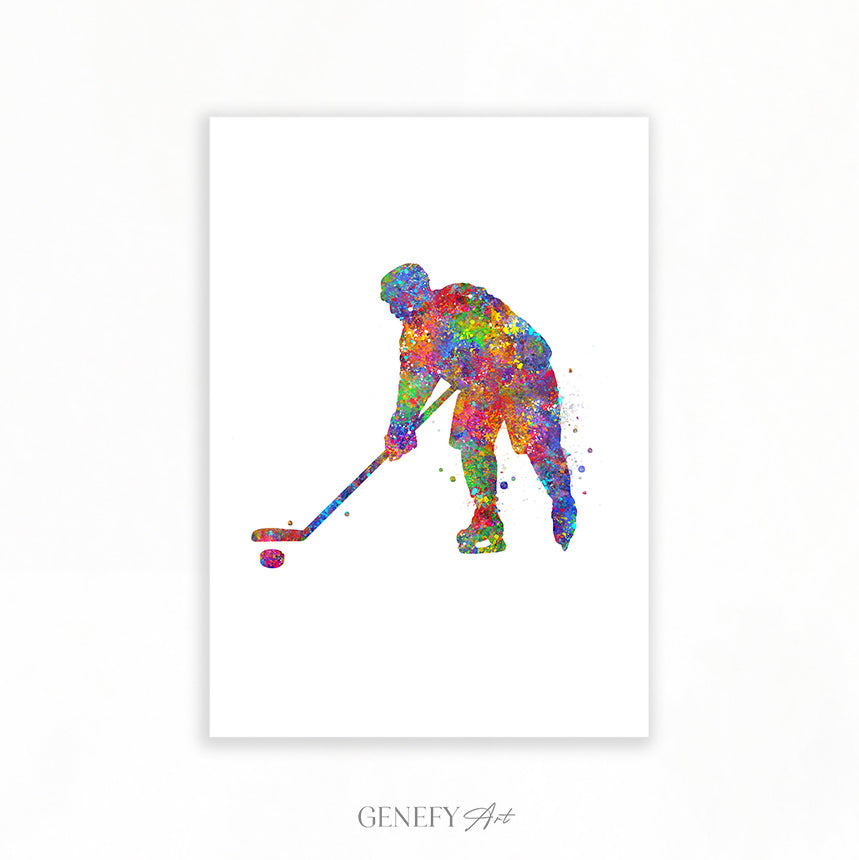 Ice Hockey Watercolour Art Print