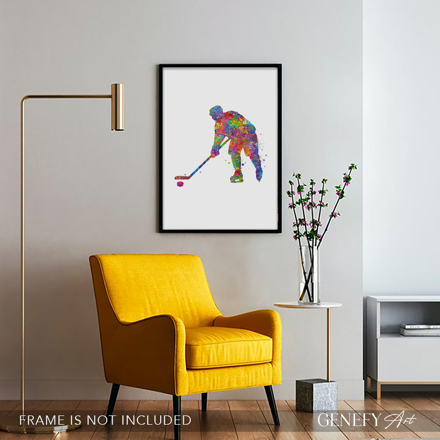 Ice Hockey Watercolour Art Print