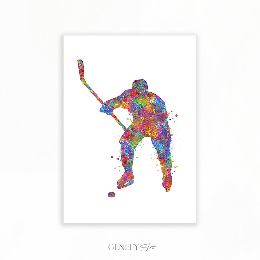 Ice Hockey Watercolour Art Print