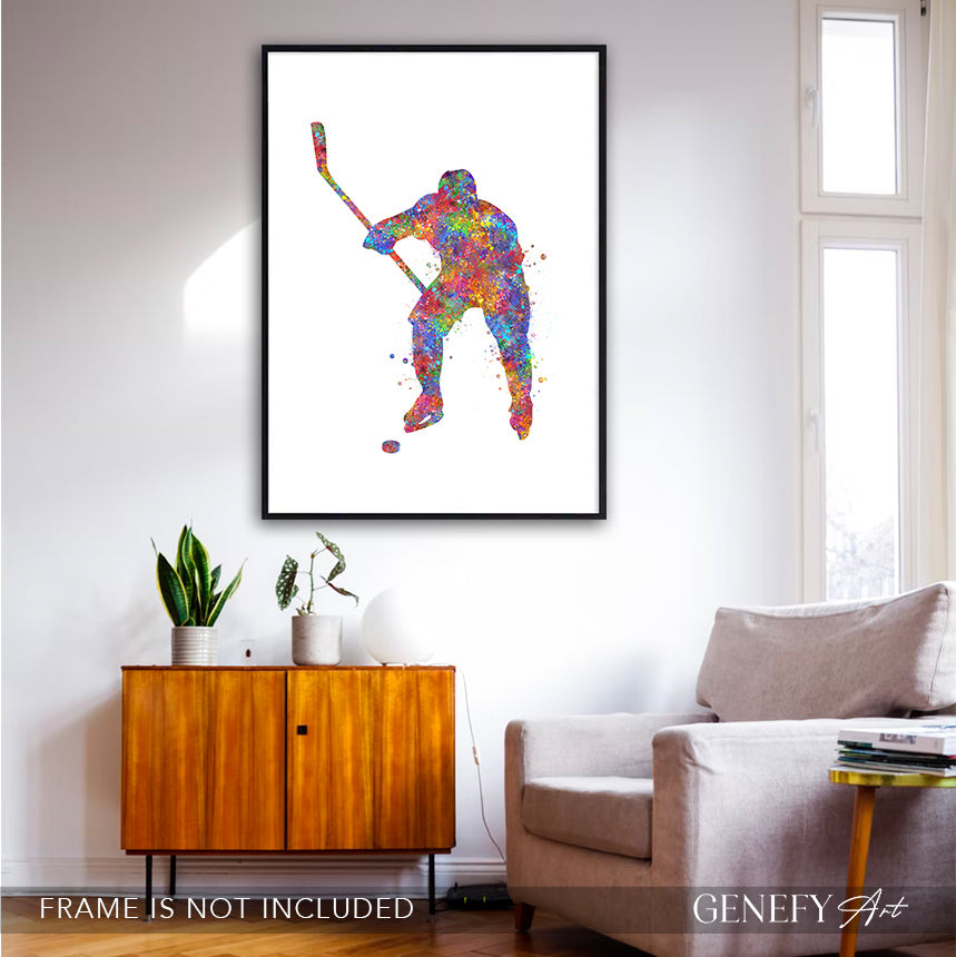Ice Hockey Watercolour Art Print