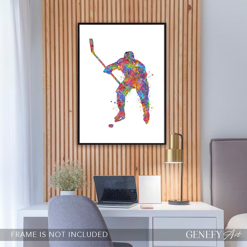 Ice Hockey Watercolour Art Print