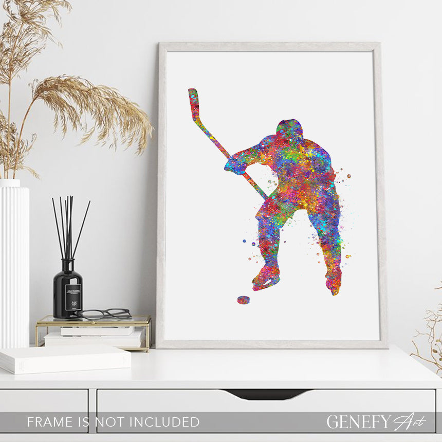Ice Hockey Watercolour Art Print