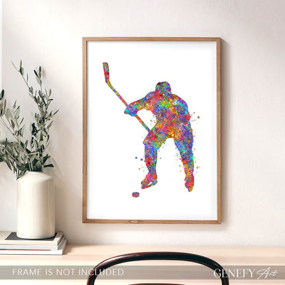 Ice Hockey Watercolour Art Print