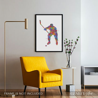 Ice Hockey Watercolour Art Print