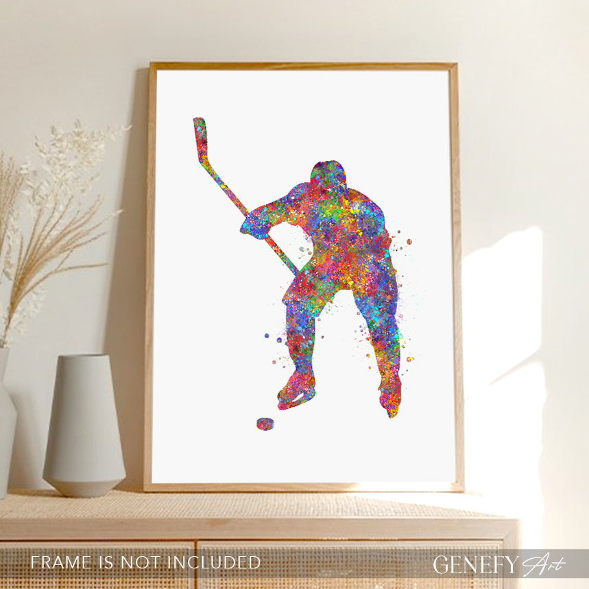 Ice Hockey Watercolour Art Print