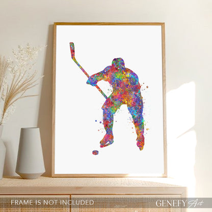 Ice Hockey Watercolour Art Print