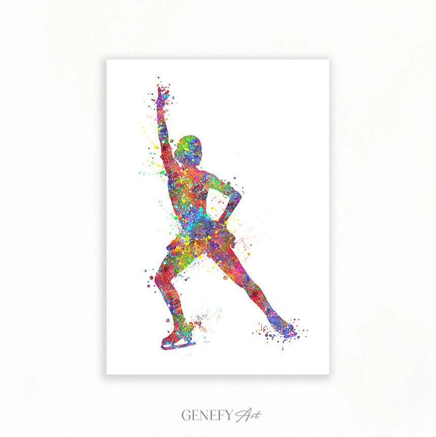 Ice Skating Watercolour Art Print
