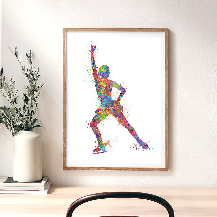 Ice Skating Watercolour Art Print