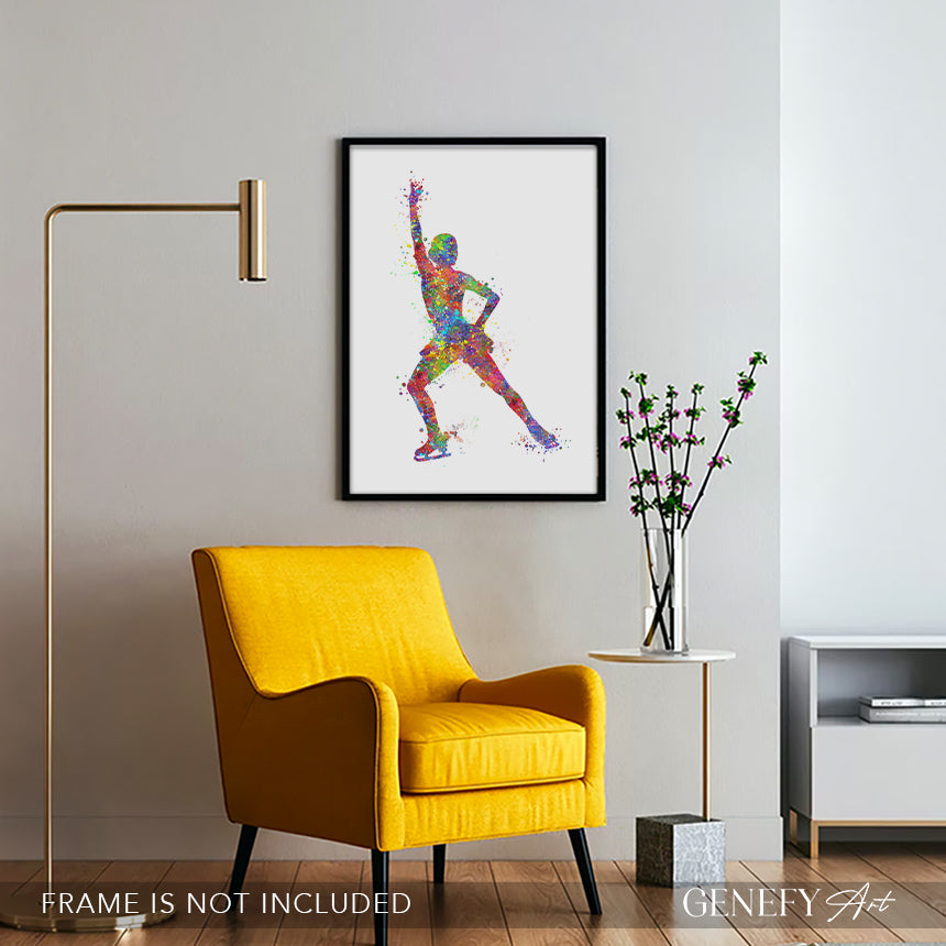 Ice Skating Watercolour Art Print