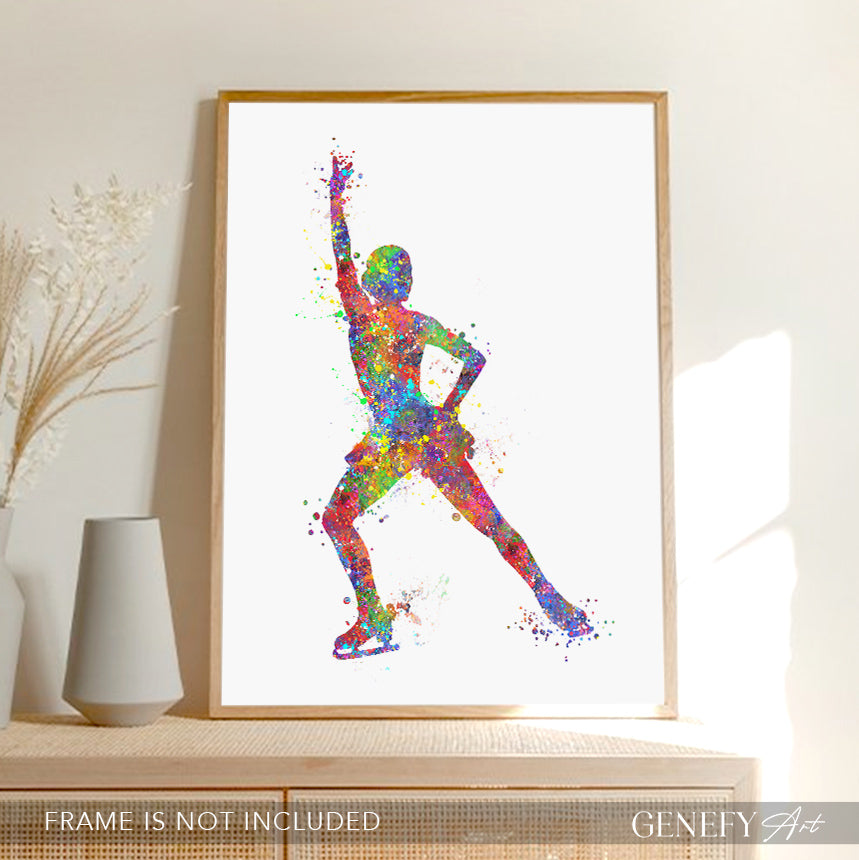 Ice Skating Watercolour Art Print