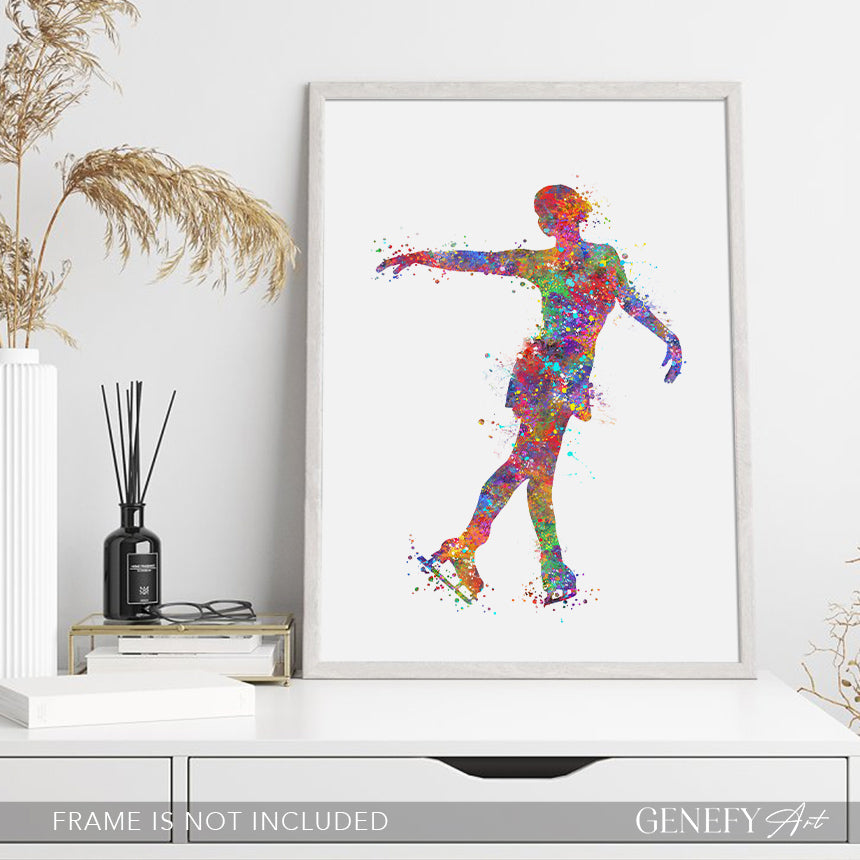 Ice Skating Watercolour Art Print