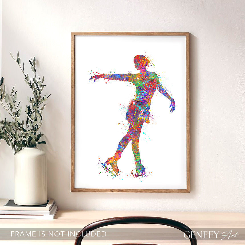 Ice Skating Watercolour Art Print
